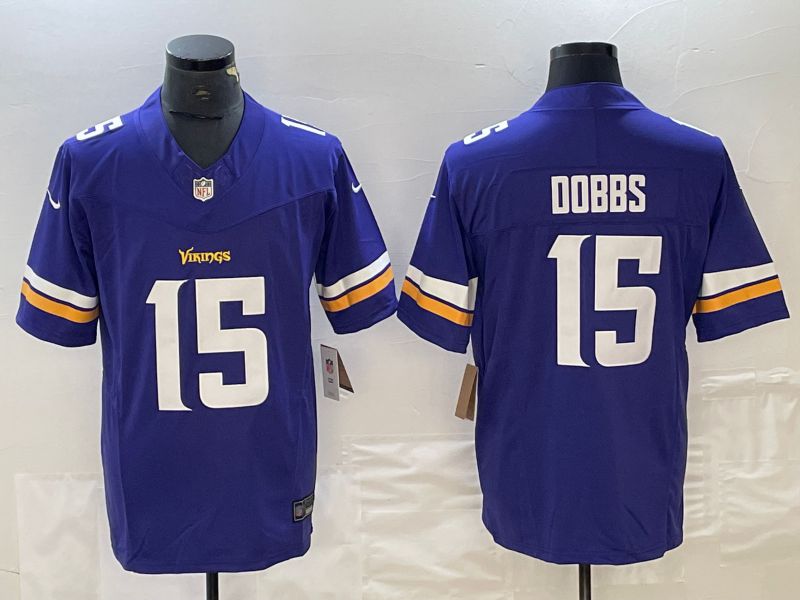 Men Minnesota Vikings #15 Dobbs Purple 2023 Nike Vapor F.U.S.E. Limited NFL Jerseys->minnesota vikings->NFL Jersey
